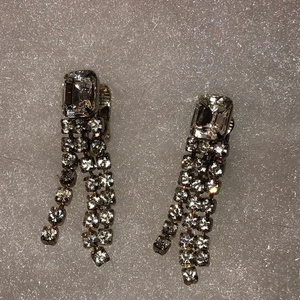 Vintage rhinestone clip dangling earrings